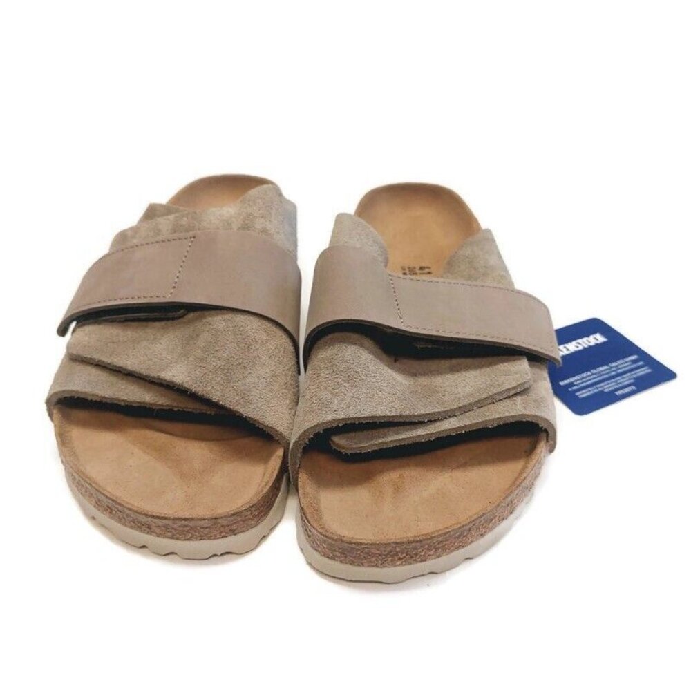 Birkenstock Kyoto Nubuck Suede Leather Sandals Womens 10 Mens 8 Taupe - Picture 6 of 10